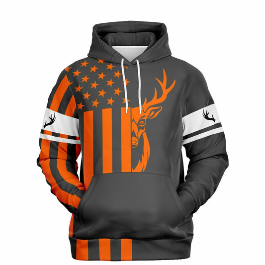 Deer Hunter Hoodie - Gray With Orange Flag